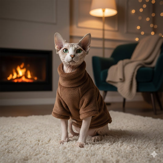 CORAL VELVET THERMAL CAT TURTLENECK